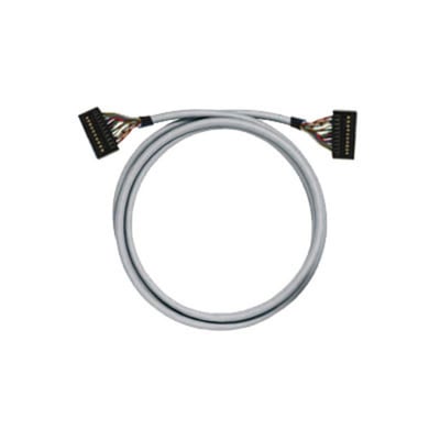 Weidmüller PLC-kabel til digitale signaler med gråt kabel i en løkke og sorte stik i begge ender, 20-polet og 3 meter.