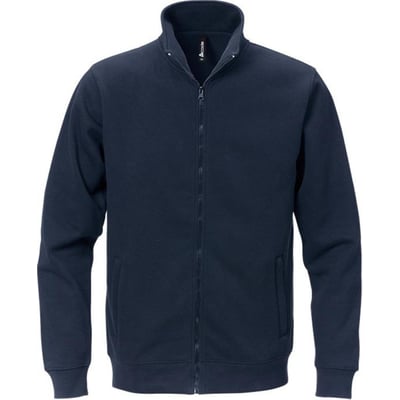 Kansas sweatshirt 122215 til herre i mørk marine, størrelse L, med lynlås og påsat krave.