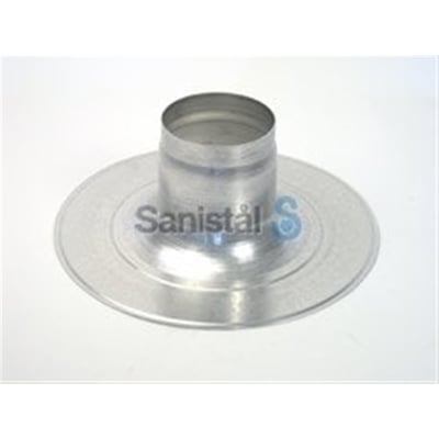 Vaillant inddækningskrave til fladt tag i metal, vist med et vandmærke fra Sanistål S på den brede flade.