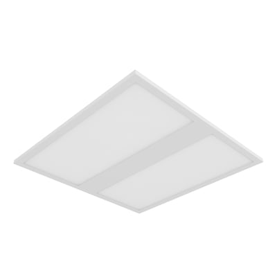Hvidt Ledvance Panel Protect Zigbee Direct Easy LED-panel, set skråt forfra med to store lysfelter.