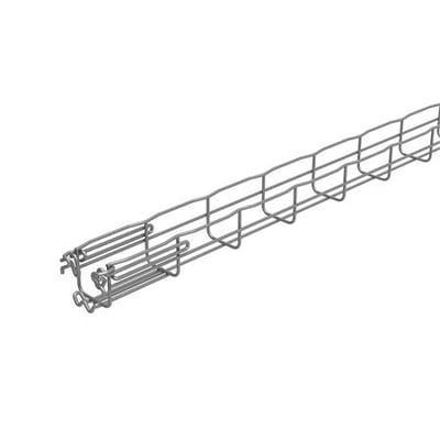 Detaljeret visning af enden på Legrand gitterbakke FC 54/50-HR, der viser dens hurtige samlingsmekanisme.