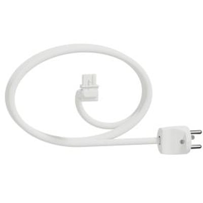 Lauritz Knudsen hvidt kabel på 6 meter med 1,5 mm2 tværsnit og vinklet Mini-Wieland stik samt dansk standardstik.