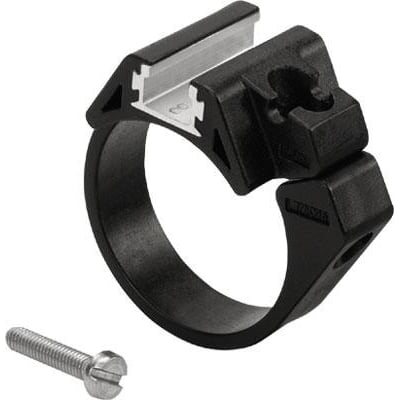 Festo monteringssæt SMBR-8-8 i sort plast med aluminiumselement, vist med en løs skrue.