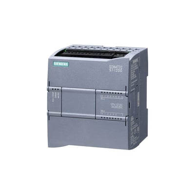 Siemens SIMATIC S7-1200 PLC modul CPU 1212C med 8 digitale indgange og 6 digitale udgange på hvid baggrund.