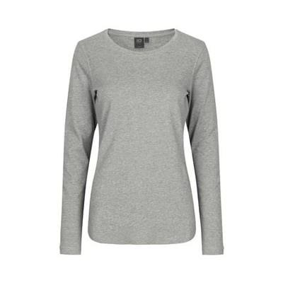 ID Identity dame T-shirt i grå melange, langærmet med let figursyet pasform i blød antipilling interlock kvalitet.