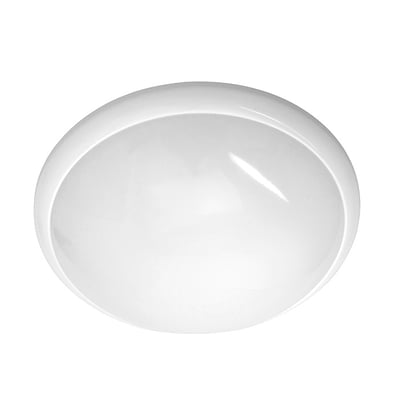 Hvid, rund Scan Products Clara LED-plafond uden sensor med glat, buet skærm, 16 W og varmt, hvidt lys på 3000 K.