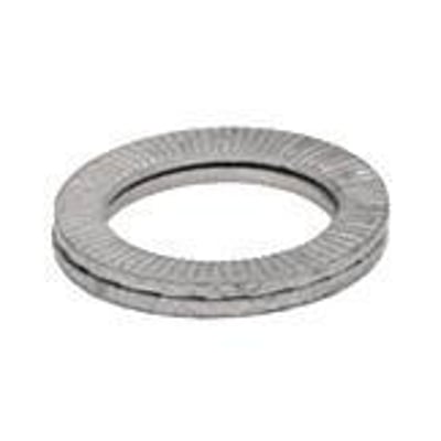 Nord-Lock original delta sikringsskive i 4mm, vist forfra med kileformet mønster og indre låsering.