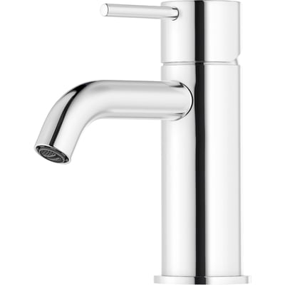 Mora Inxx II Soft Small håndvaskarmatur i skinnende krom med 106 mm fremspring og enkeltgrebsbetjening på hvid baggrund.