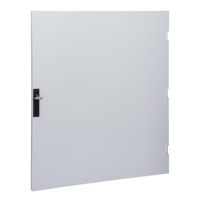 Schneider Electric PLM låge i grå polyester (RAL 7035) til NSYPLM108, måler 1056 x 852mm med sort greb.