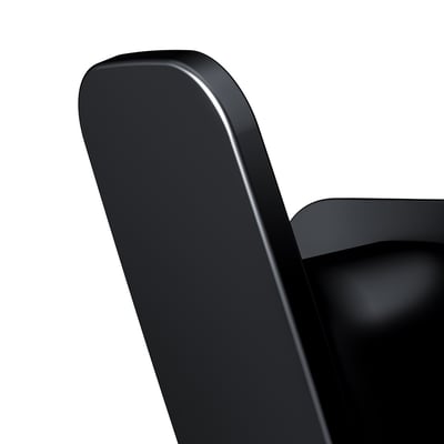 Nærbillede af AM.PM Inspire V2.0 dobbelt håndklædekrog i mat sort, viser den glatte overflade og afrundede kanter.