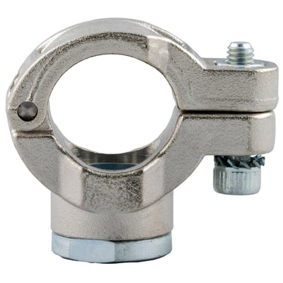 Værktøj til anboring i metal, designet til 63mm rør, med en robust klemme og justeringsskrue.