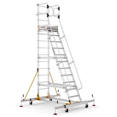Mobil platform VISTA med 11+1 trin, 3m platformshøjde, stor 59x50cm platform og 73,6 kg totalvægt.