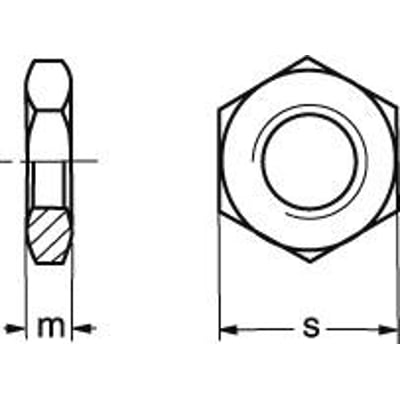 Teknisk tegning af M12 DIN 439-04 FZB kontramøtrik, viser profil og mål i el galvaniseret stål.