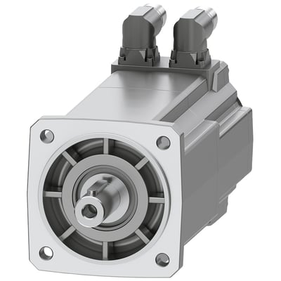 Siemens Simotics S-1FK2 CT servomotor med holdebremse, 3,6 Nm M0 og IP64 beskyttelse, vist med aksel og tilslutningsstik.