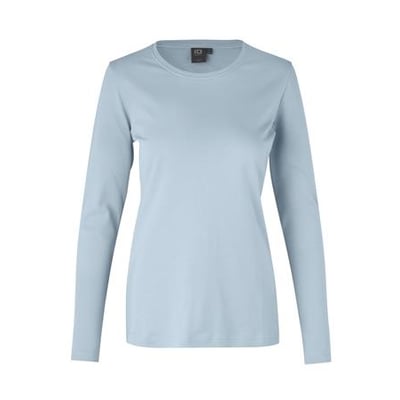 ID Identity dame langærmet T-shirt i lys blå, størrelse S, fremstillet i blød interlock antipilling kvalitet og let figursyet.