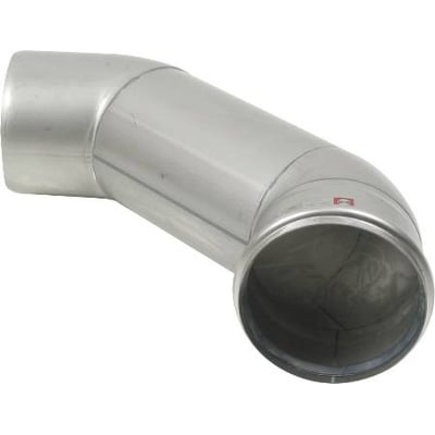 Blücher EuroPipe lang bøjning i rustfrit stål med 87,5° vinkel og Ø160 mm åbning, set skråt forfra.