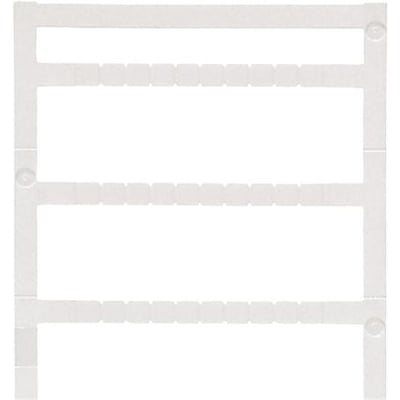 Weidmüller Klemmemærke MF-W 5/5 mini MC, blank hvid, viser flere rækker med individuelle blanke mærker i en ramme på hvid baggrund.