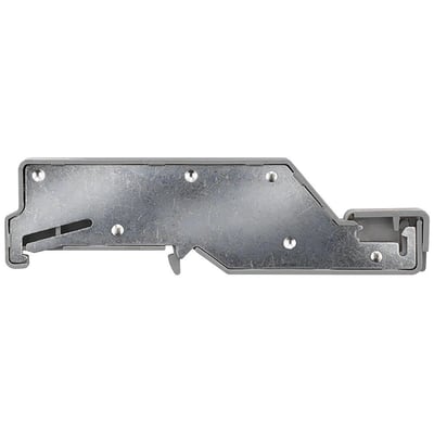 Siemens støttebeslag i metal til DIN-skinne, 65mm frigang, passer til 10x3mm samleskinner med snap-on montering.