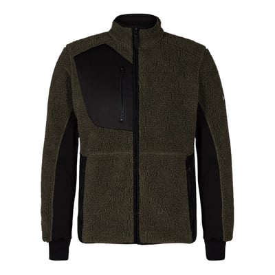 FE Engel X-treme fiberjakke i grøn og sort, str. 2XL, med lynlås foran og sorte detaljer i siden og på ærmerne.