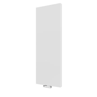 Høj, lys Purmo Kos V 22-radiator med flad front og synlig ventil forneden, mål 1950 x 750 mm.