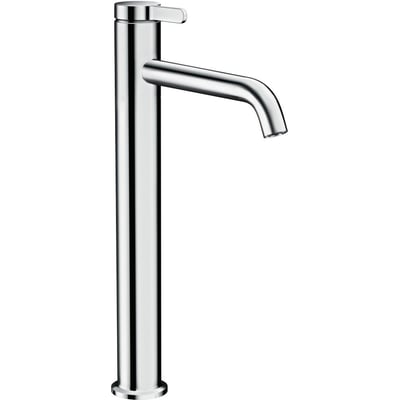 Hansgrohe AXOR etgrebsbatteri med 180 mm tud og siventil i blank krom finish, monteret på hvid baggrund.