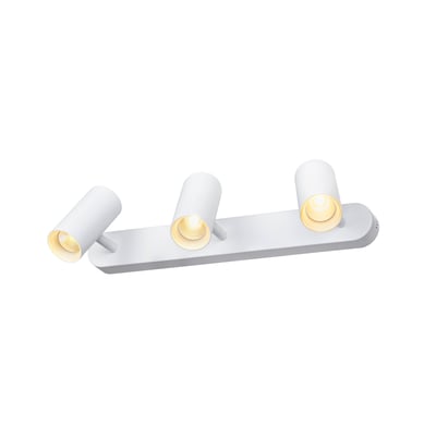 SLV NOBLO hvid lampe med tre lyskilder monteret på en lang base, ideel til loft og væg.