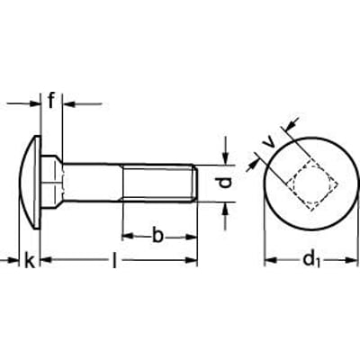 Teknisk tegning af en M8X20 DIN 603 A4 bræddebolt med dimensioner angivet i mm, der viser hovedets form og boltens længde.