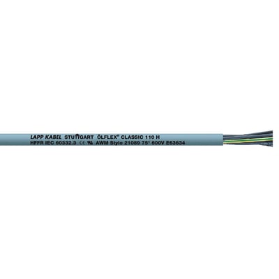 Lapp ÖLFLEX® CLASSIC 110 H kabel, 7G4, med mærkning LAPP KABEL STUTTGART og tekniske specifikationer.