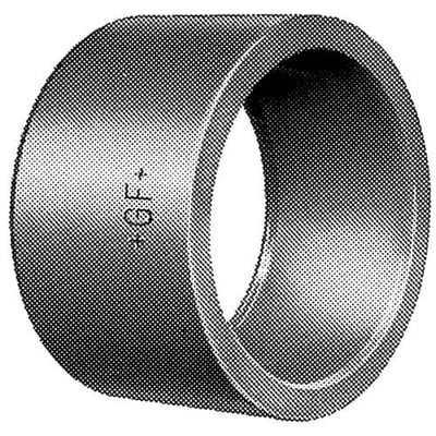 Reduktion PVC, 40-20mm PN16, viser et stykke med udvendig 40mm og indvendig 20mm klæbetilslutning i grå PVC.