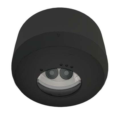 Sort B.E.G. P-sokkel/underlag IP54 PD2N H set skråt forfra med rund form og to synlige runde elementer i midten.