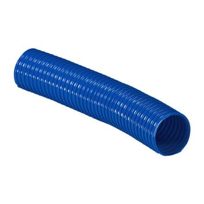 Blåt Trolleflex rør på 80 cm og 63 mm diameter, med en fleksibel ribbet overflade.