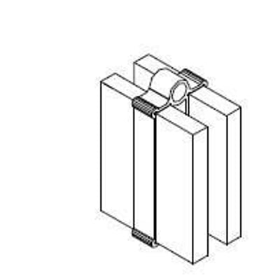 Eaton Cu-mellemlæg 50mm 60x10 Tabula, isoleret gengivelse af montering mellem to paneler.