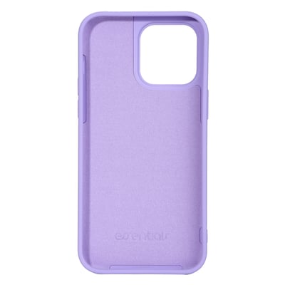 Lilla silicone MagSafe cover til iPhone 14 Pro Max, vist med indersiden opad og logo.