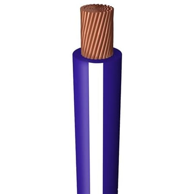 Halogenfri monteringsledning H05Z-K 1X1mm² med en kobberleder og mørkeblå/hvid isolering, designet til 300/500V.