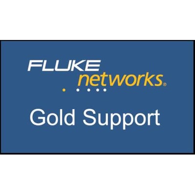 Blåt Fluke Networks Gold Support-logo for et års guldsupport til LIQ-100 LinkIQ.