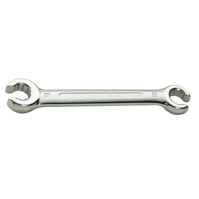 Detaljeret billede af Bahco ringnøgle med 10-11 mm mål, der viser den forkrøppede ende og den sekskantede Dynamic Drive profil.