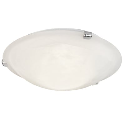 Nordlux Petri plafond med rund, alabast-hvid glasskærm og detaljer i børstet stål.