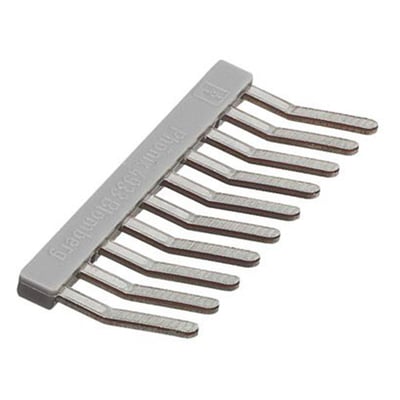 Detalje af Phoenix Contact EBL 10-5 indlægsbro, visende de 10 poler og logoet 'Phoenix Contact'.