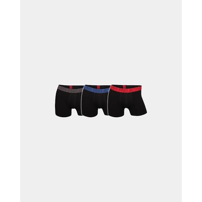 Tre sorte underbukser tights i størrelse XL med forskellige farver elastikbånd: gråt, rødt og blåt.
