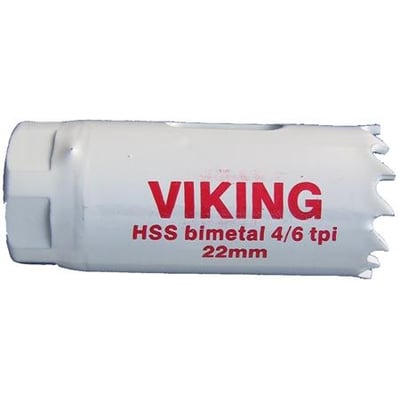 Viking hulsav HSS bi-metal 4/6 tpi i hvid med rødt logo og 22mm diameter angivet.