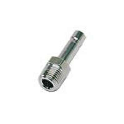 Parker Legris indstiksnippel i kemisk forniklet messing, med udvendigt BSPT gevind Ø6 x 1/8" R1/8, ROHS godkendt.