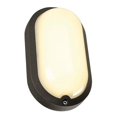 Væg- og loftlampe Terang 200 fra SLV set fra siden, antracit aluminium med opal glas og IP44-beskyttelse.
