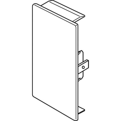 Skematisk tegning af Hager endestykke til BRH 70172 kanal, viser monteringsdetaljer og 70 x 170mm dimensioner.