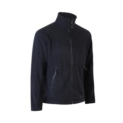 ID Identity Fleece ZIP-N-MIX navy cardigan i størrelse 4XL med lynlås og sidelommer, vist på hvid baggrund.