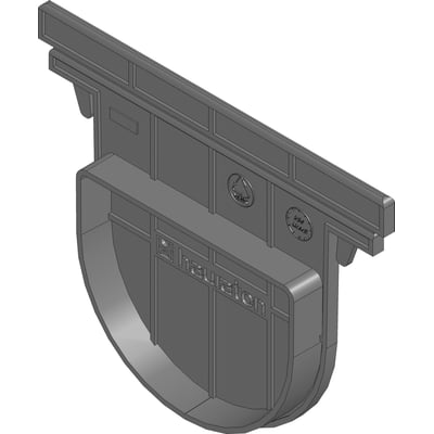 Lukket endevæg fra NID til et 160 x 150 mm system, vist i grå plast med producentens logo.