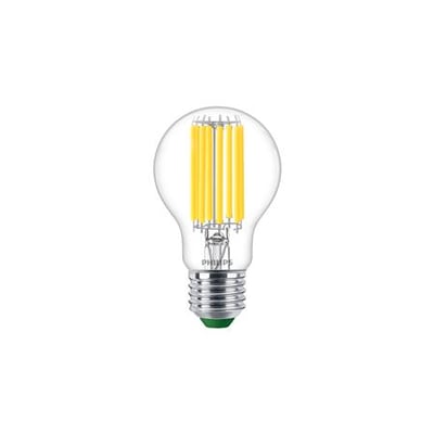 Philips Master Ultra Efficient Standard LED pære, 7.3W E27, med klar glas og neutral hvidt lys på 4000K.