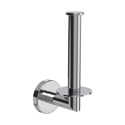 Forkromet LAUFEN Niara reservepapirholder uden bagplade med rund vægplade og lodret holder.