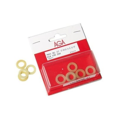 Aga-gaspakninger i nylon til acetylen ses ved siden af den røde emballage.