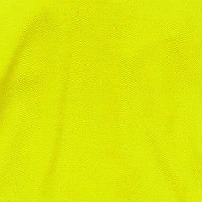 Tæt på materialet på en gul Kansas Fristads Hi-Vis softshell jakke, der viser teksturen og farven.