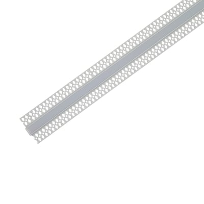 Ansell Lighting indbygningsprofil i hvid aluminium, 2 meter lang med perforerede vinger for nem integration i væg eller loft.
